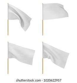 white flags set vector illustration