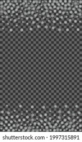 White Flake Background Vector Transparent. Confetti Xmas Illustration. Light Snowflake Effect Pattern. Cold Snow Card.