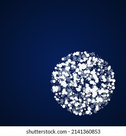 White Flake Vector Blue Background. Shiny Shine Snow Wallpaper. Xmas Confetti Banner. Festive Stars Card.