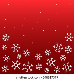 White flakes on red background; xmas; New Year