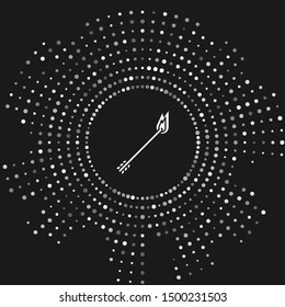 White Flame arrow icon isolated on grey background. Hipster arrow icon. Abstract circle random dots. Vector Illustration