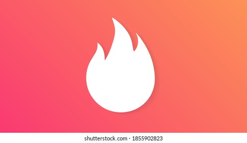White flame icon isolated on a color gradient. Fire, burning, flaming element. Vector illustration