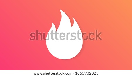 White flame icon isolated on a color gradient. Fire, burning, flaming element. Vector illustration