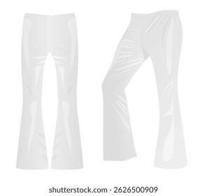 White flared loose pants. vector