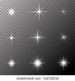  White flares on transparent background. 
