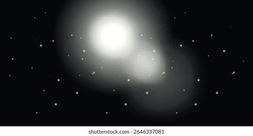 White flash of a star against a black starry sky