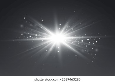 White flash and star explosion with sparks.