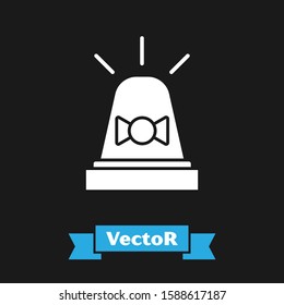 White Flasher siren icon isolated on black background. Emergency flashing siren.  Vector Illustration