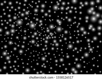 White flashes, sparks, stars. Vector Christmas abstract decor, pattern. Sparkling magic motes. Isolated background.