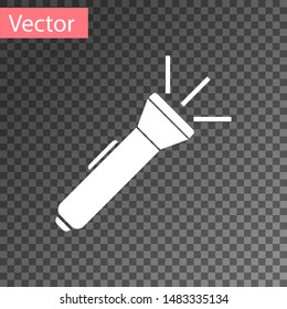 White Flashlight icon isolated on transparent background.  Vector Illustration