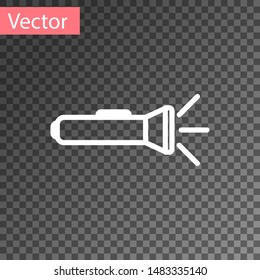 White Flashlight icon isolated on transparent background.  Vector Illustration