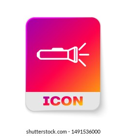 White Flashlight icon isolated on white background. Rectangle color button. Vector Illustration