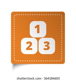 White flat 123 Blocks icon on orange sticker