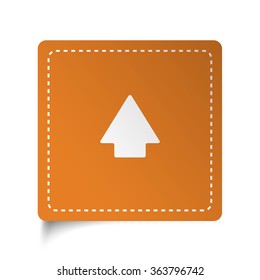 White flat Arrow Up icon on orange sticker