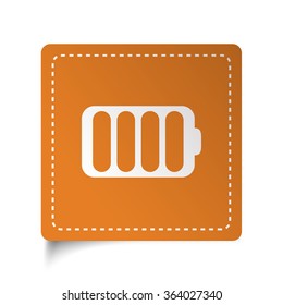 White flat Battery icon on orange sticker