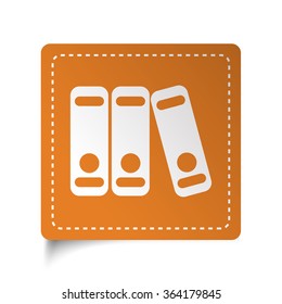 White flat Binders icon on orange sticker