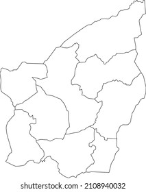 White flat blank vector administrative map of the municipalities of SAN MARINO with black border lines of its municipalities