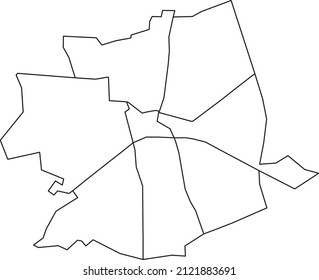 White flat blank vector administrative map of APELDOORN, NETHERLANDS with black border lines of its districts