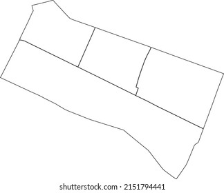 Mapa administrativo del vector blanco plano y plano de la 1ª ARONDISSEMENT (DU LOUVRE), PARIS, FRANCIA con líneas de frontera negra de sus cuarteles