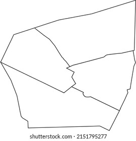 White flat blank vector administrative map of the 8TH ARONDISSEMENT (DE L'ÉLYSÉE), PARIS, FRANCE with black border lines of its quarters