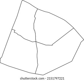 Mapa administrativo del vector blanco plano y blanco del 5º ARONDISSEMENT (DU PANTHÉON), PARIS, FRANCIA con líneas de frontera negra de sus cuarteles