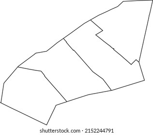 White flat blank vector administrative map of the 17TH ARONDISSEMENT (DES BATIGNOLLES-MONCEAU), PARIS, FRANCE with black border lines of its quarters