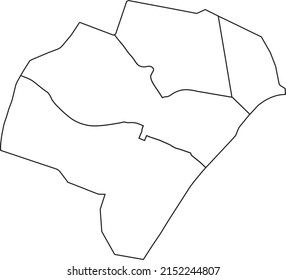 White flat blank vector administrative map of the 16TH ARONDISSEMENT (DE PASSY), PARIS, FRANCE with black border lines of its quarters