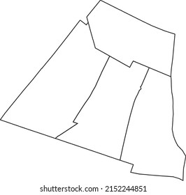 White flat blank vector administrative map of the 14TH ARONDISSEMENT (DE L'OBSERVATOIRE), PARIS, FRANCE with black border lines of its quarters