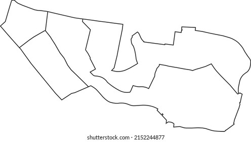 White flat blank vector administrative map of the 12TH ARONDISSEMENT (DE REUILLY), PARIS, FRANCE with black border lines of its quarters