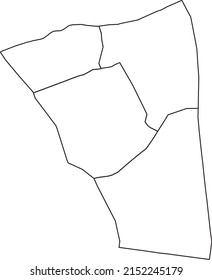 White flat blank vector administrative map of the 20TH ARONDISSEMENT (DE MÉNILMONTANT), PARIS, FRANCE with black border lines of its quarters