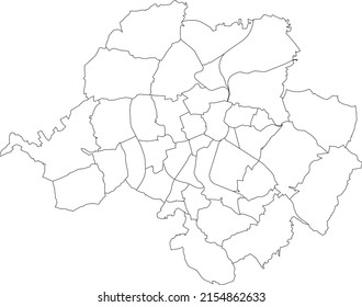 White flat blank vector administrative map of CHEMNITZ, GERMANY with black border lines of its districts