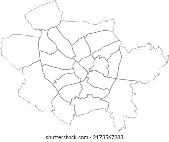 White flat blank vector administrative map of OSNABRÜCK, GERMANY with black border lines of its districts