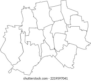 Mapa administrativo del vector blanco plano y blanco de HILDESHEIM, ALEMANIA con líneas fronterizas negras de sus municipios