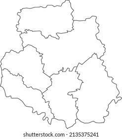 White flat blank vector map of raion areas of the Ukrainian administrative area of VINNYTSIA OBLAST, UKRAINE with black border lines of its raions