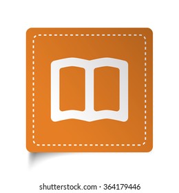 White flat Book icon on orange sticker