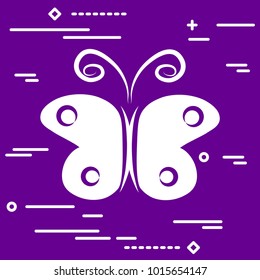 white flat butterfly vector icon on ultraviolet background