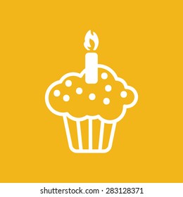 white flat cake icon on a yellow background