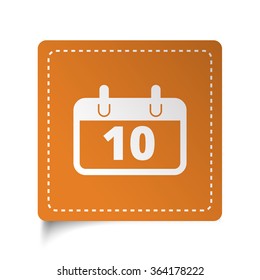 White flat Calendar icon on orange sticker