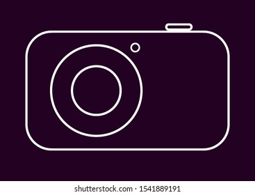 White flat camera icon on dark violet background vector illustration