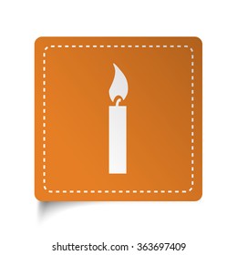 White flat Candle Light icon on orange sticker