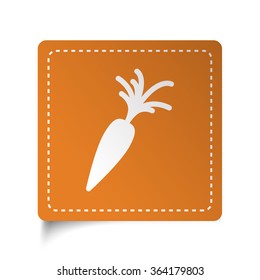 White flat Carrot icon on orange sticker