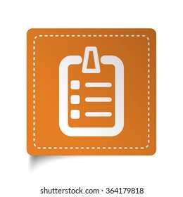 White flat Checklist icon on orange sticker