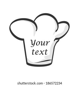 White flat chef hat with place for text. Vector illustration.