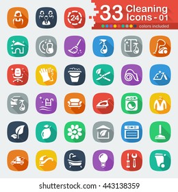 White Flat Cleaning Icons