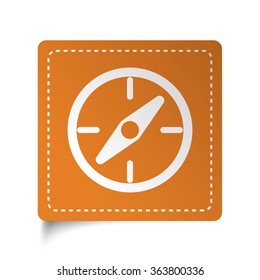 White flat Compass icon on orange sticker