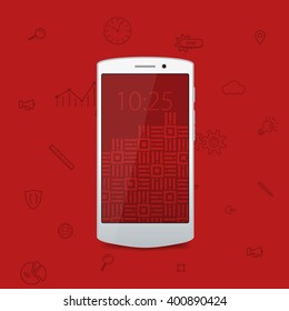 White flat cool modern smartphone on red background