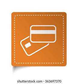 White flat Credit Card Payment icon on orange sticker