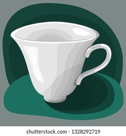 white flat cup on green background vector illustration