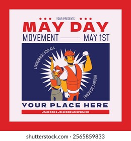 White Flat Design May Day Social Media Post