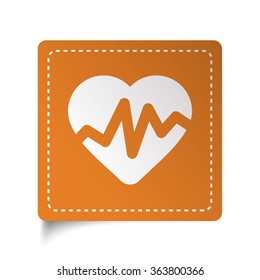 White flat Heart Rate Pulse icon on orange sticker